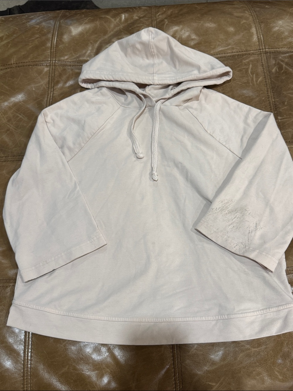 Pact Organic Women’s Light Pink Hooded Half-Sleeve Sweatshirt Small